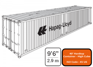 40′ Open Top (Hard Top) High Cube Container